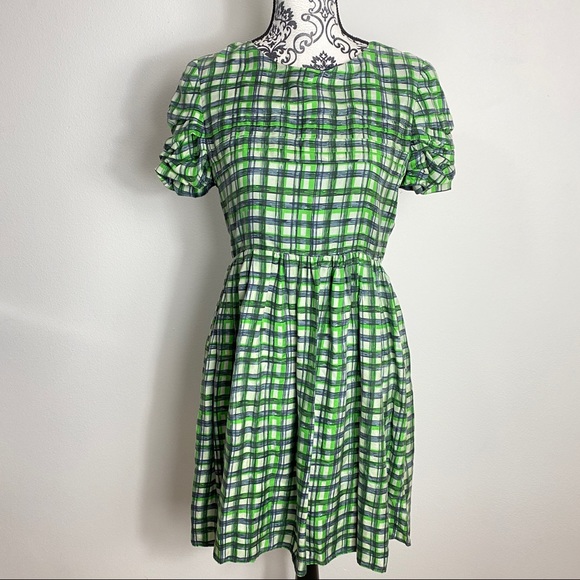 Alexander Berardi 100% Silk Gingham Prairie Dress 6 - Picture 1 of 12